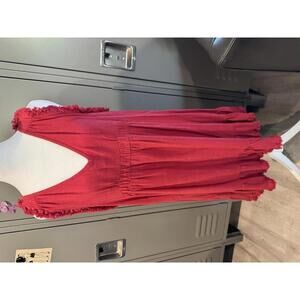 Umgee Raw Edge V-Neck Red Dress Sz M